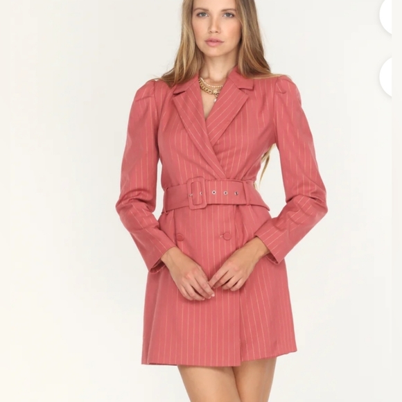 Adelyn Rae Kayla Pinstripe Blazer Dress - Picture 2 of 14